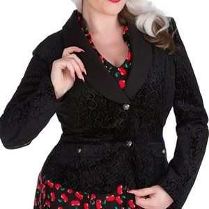 H&R London black velvet snake print jacket NWT
